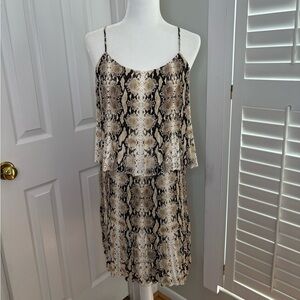 Gibson Snake Print Pleated Spaghetti Strap Dress